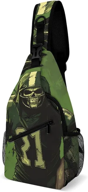 Grim Reaper U.S. Irish Football Casual Sling Bag Backpack Travel Shoulder Chest Crossbody Bags Adjustable Daypack Unisex