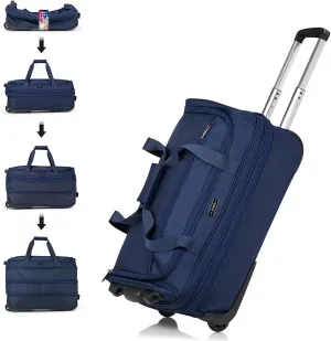 Hanke 20 Inch Expandable Carry On Luggage Suitcases with Wheels Foldable Duffle Bag for Travel Carry On suitcase Weekend Bag for Women Men（Blue）