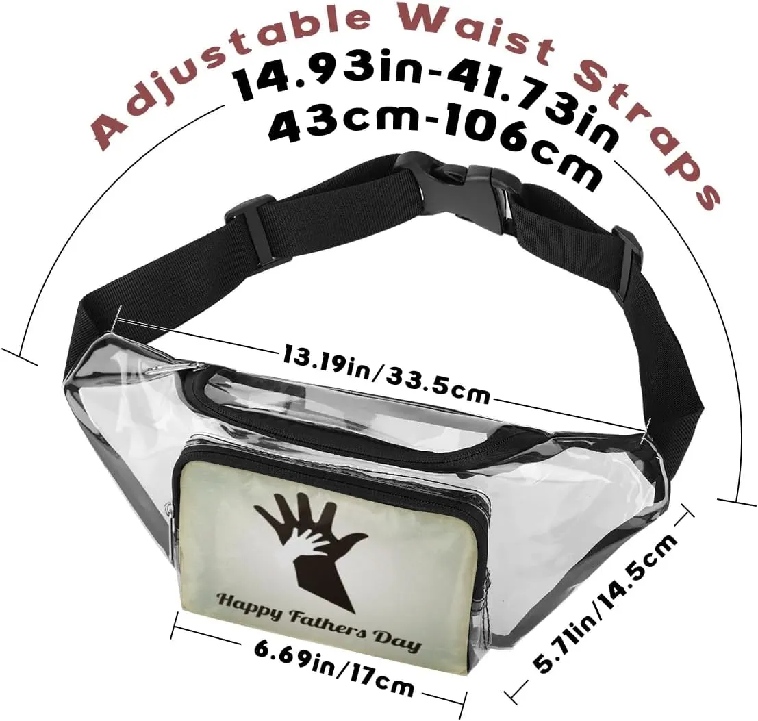 Happy Fathers Day Hand Clear Fanny Pack Stadium Approved Clear Crossbody Belt Bag for Women Men Transparent Waist Bag with Adjustable Strap for Concerts Sports Events Travel