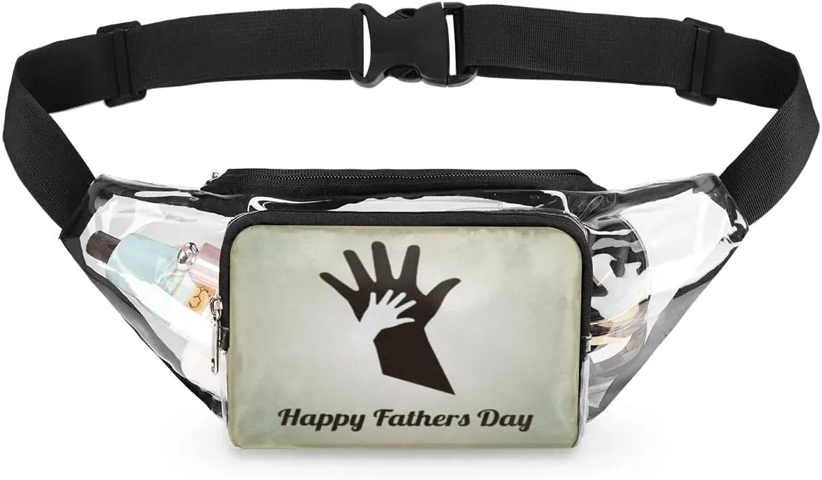 Happy Fathers Day Hand Clear Fanny Pack Stadium Approved Clear Crossbody Belt Bag for Women Men Transparent Waist Bag with Adjustable Strap for Concerts Sports Events Travel
