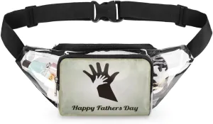 Happy Fathers Day Hand Clear Fanny Pack Stadium Approved Clear Crossbody Belt Bag for Women Men Transparent Waist Bag with Adjustable Strap for Concerts Sports Events Travel
