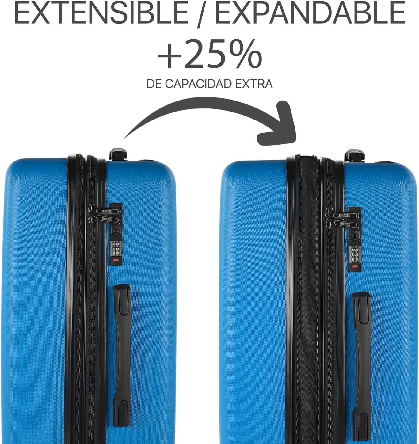 Hard Shell Suitcase Set of 2-4 Double Wheel ABS Luggage Sets 3 Piece with TSA Combination Lock - Resistant and Lightweight Hard Suitcase Set in Small Cabin Size, Medium and Large, Electric