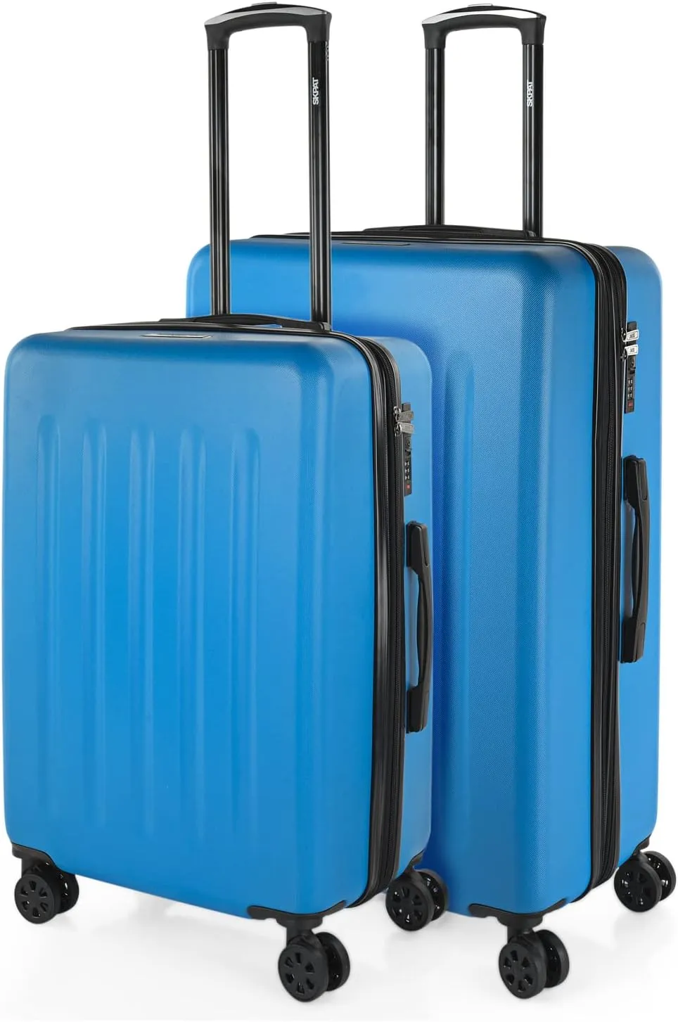 Hard Shell Suitcase Set of 2-4 Double Wheel ABS Luggage Sets 3 Piece with TSA Combination Lock - Resistant and Lightweight Hard Suitcase Set in Small Cabin Size, Medium and Large, Electric