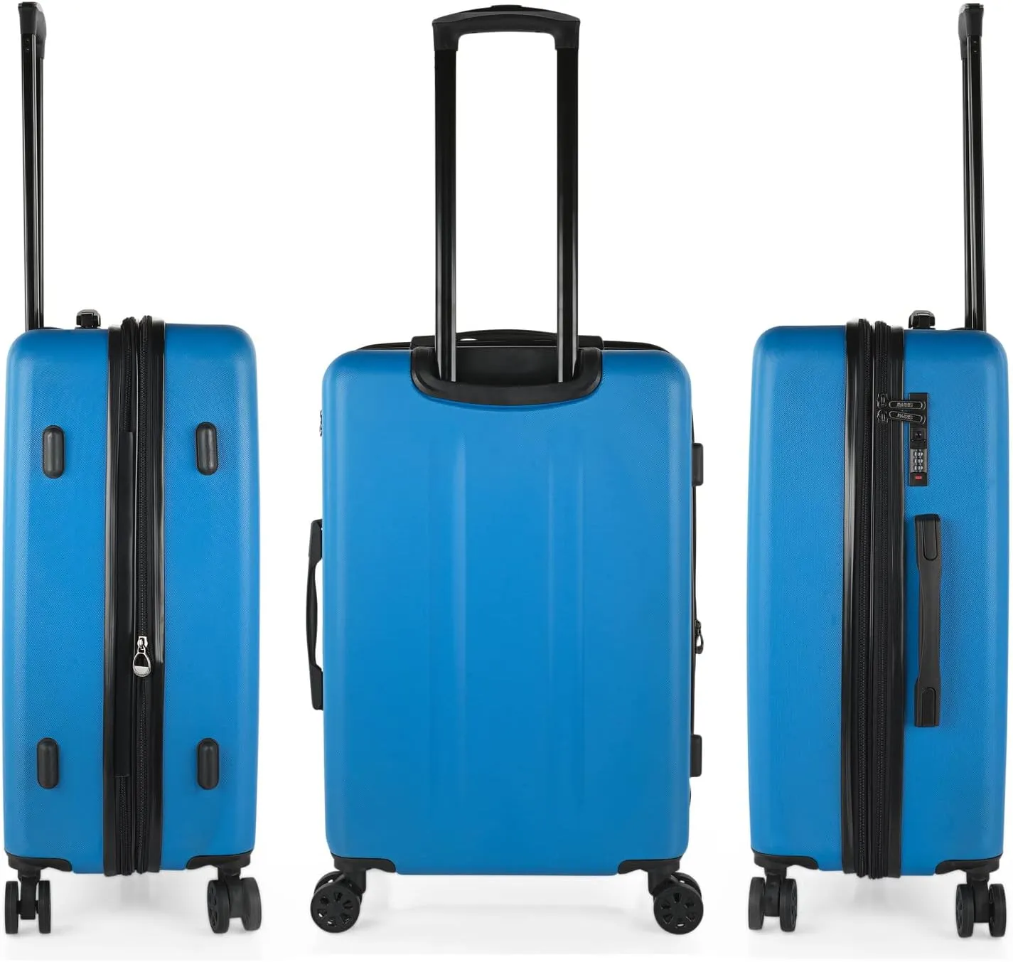 Hard Shell Suitcase Set of 2-4 Double Wheel ABS Luggage Sets 3 Piece with TSA Combination Lock - Resistant and Lightweight Hard Suitcase Set in Small Cabin Size, Medium and Large, Electric