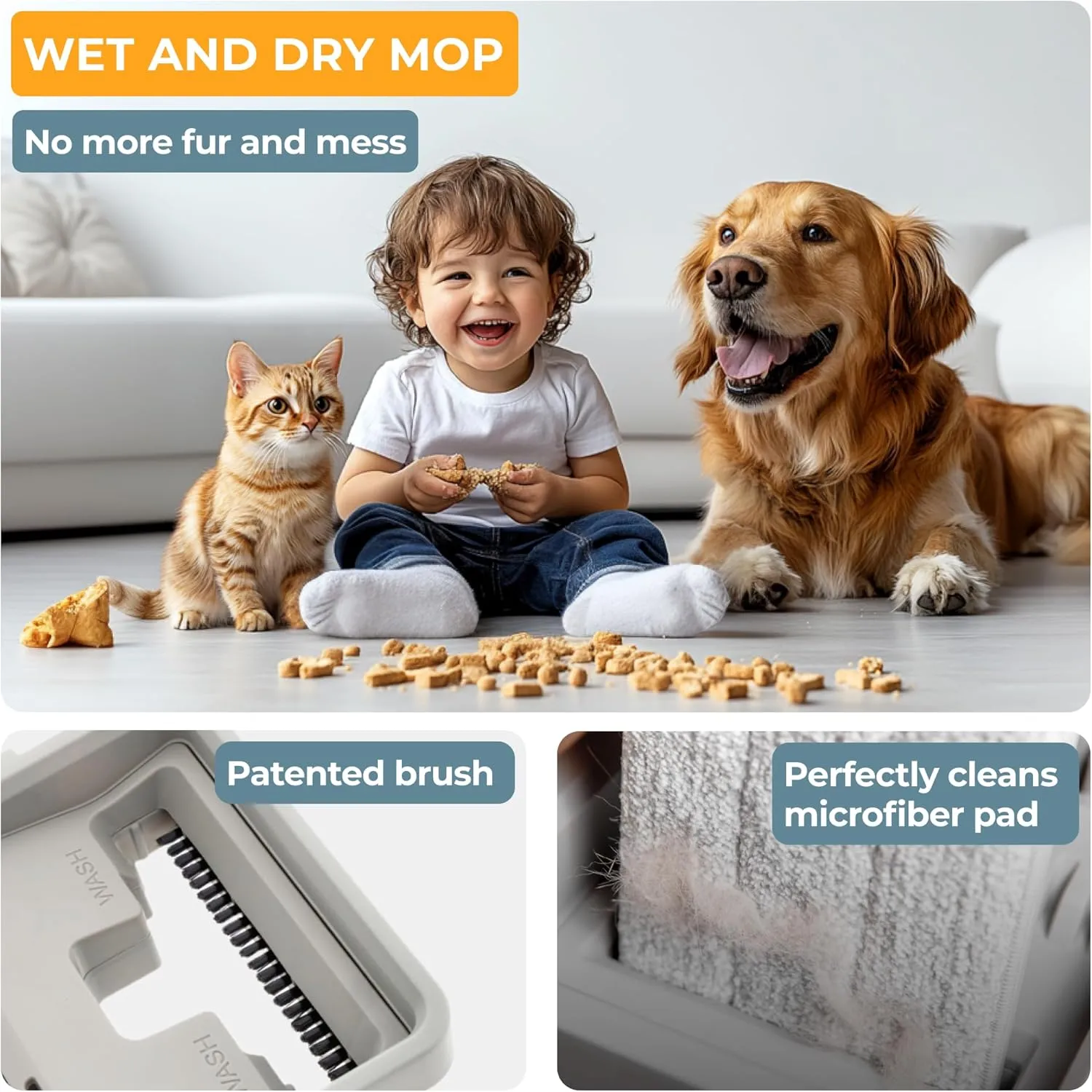 Hardwood Floor Mop and Bucket Set, Mops for Floor Cleaning, Microfiber Mop and Bucket System for Home, Flat Squeeze Mop Bucket, Apartment Essentials, Cleaning Supplies, Wall Mop