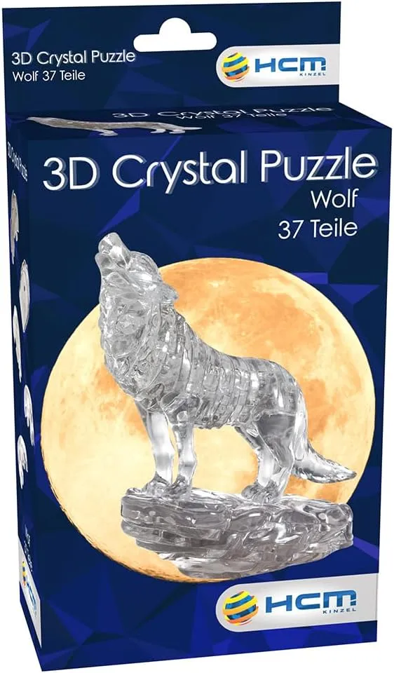 HCM Verlag 59181 Crystal Wolf Puzzle 37 Pieces Black, Mehrfarbig