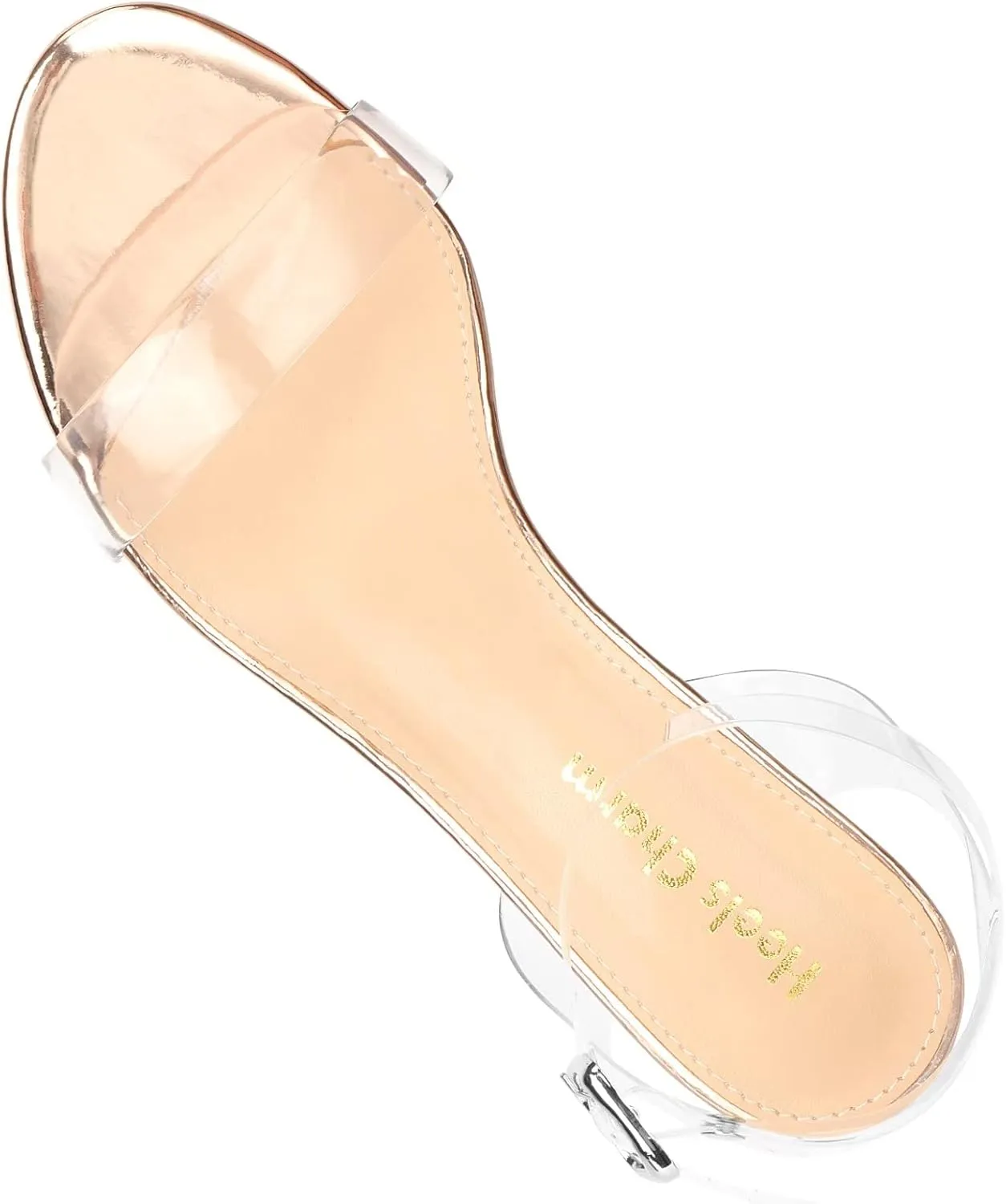 Heels Charm Women's Strappy Clear Chunky Clear Block Low Heeled Sandals 2 Inches Open Toe Ankle Strap High Heel Dress Sandals Daily Work Party Sandal Shoes