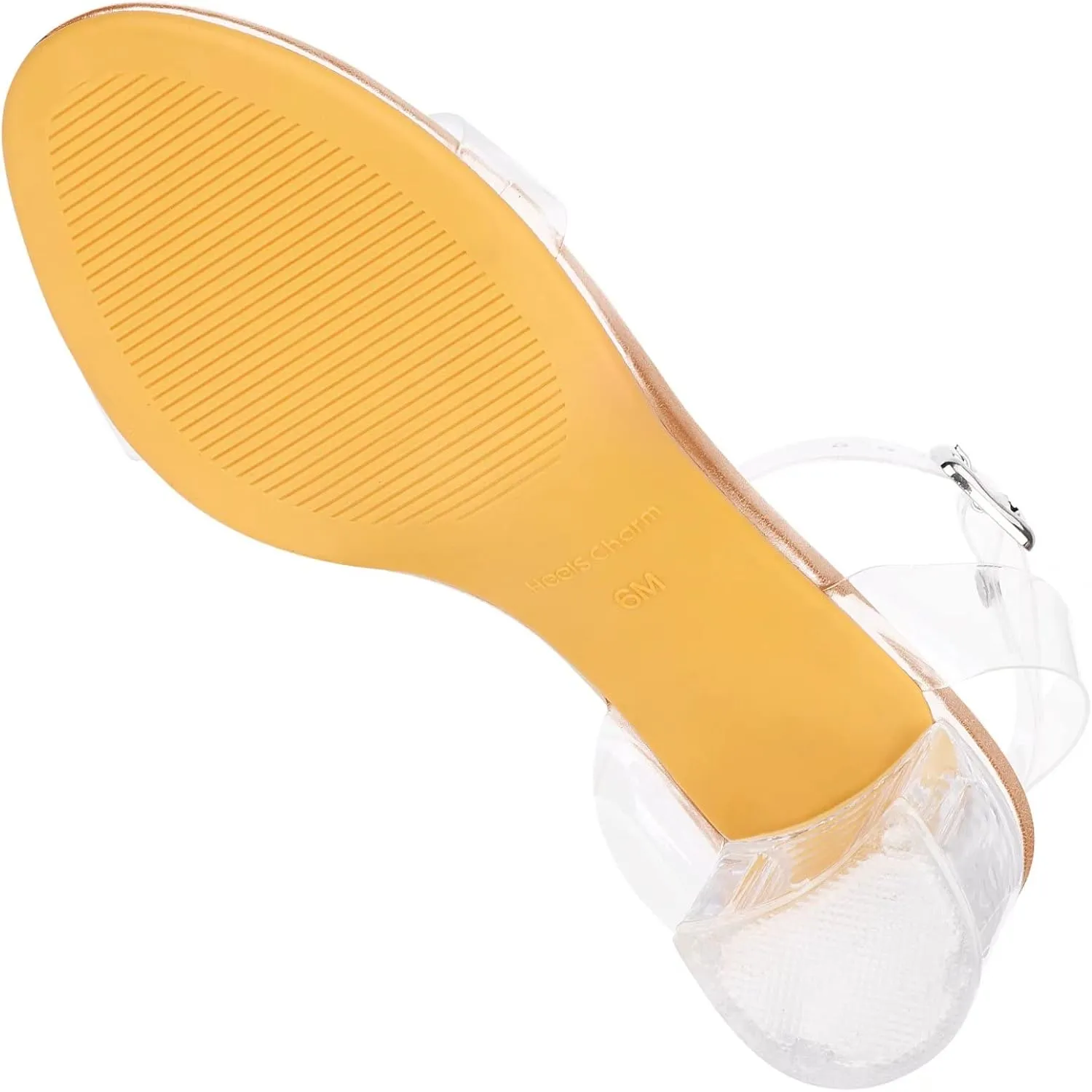 Heels Charm Women's Strappy Clear Chunky Clear Block Low Heeled Sandals 2 Inches Open Toe Ankle Strap High Heel Dress Sandals Daily Work Party Sandal Shoes