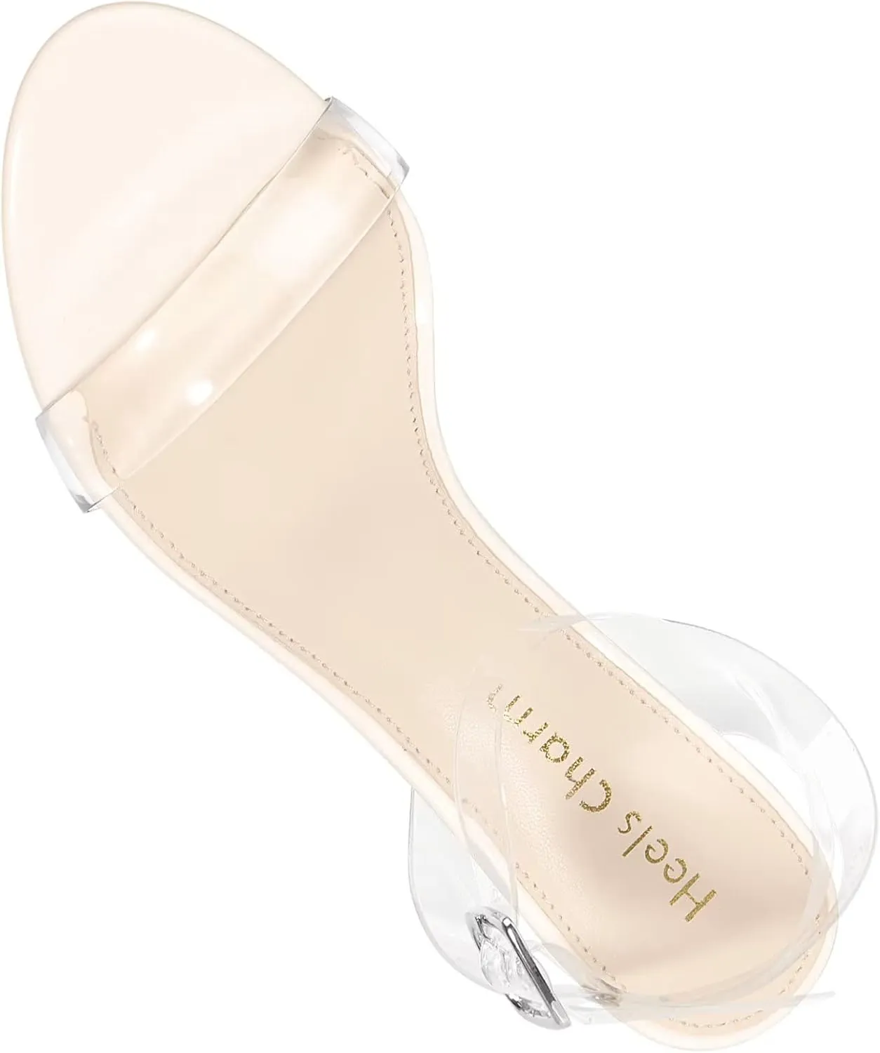 Heels Charm Women's Strappy Clear Chunky Clear Block Low Heeled Sandals 2 Inches Open Toe Ankle Strap High Heel Dress Sandals Daily Work Party Sandal Shoes