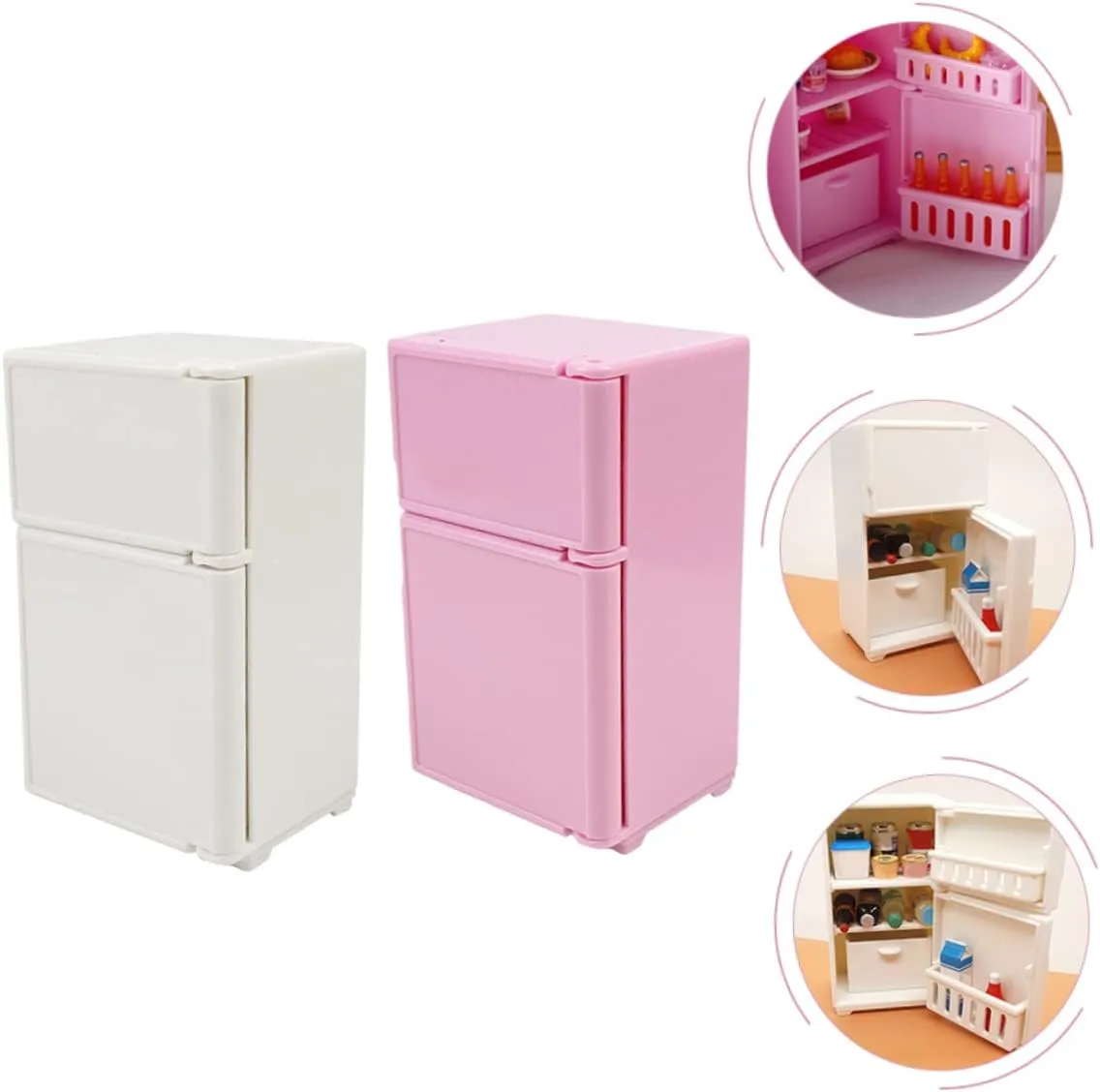 HEMOTON 2sets Miniature Refrigerator for Dollhouse Cute Fridge Models and Simulation Dollhouse Furniture for Creative Play and Decoration 2pcs*2