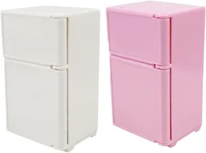 HEMOTON 2sets Miniature Refrigerator for Dollhouse Cute Fridge Models and Simulation Dollhouse Furniture for Creative Play and Decoration 2pcs*2