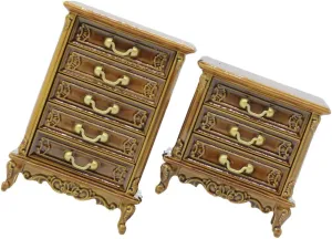 HEMOTON Miniature Dollhouse Decor 2pcs Sturdy Light Brown Cabinets Mini Toy Set for Boys and Girls' Room Decor