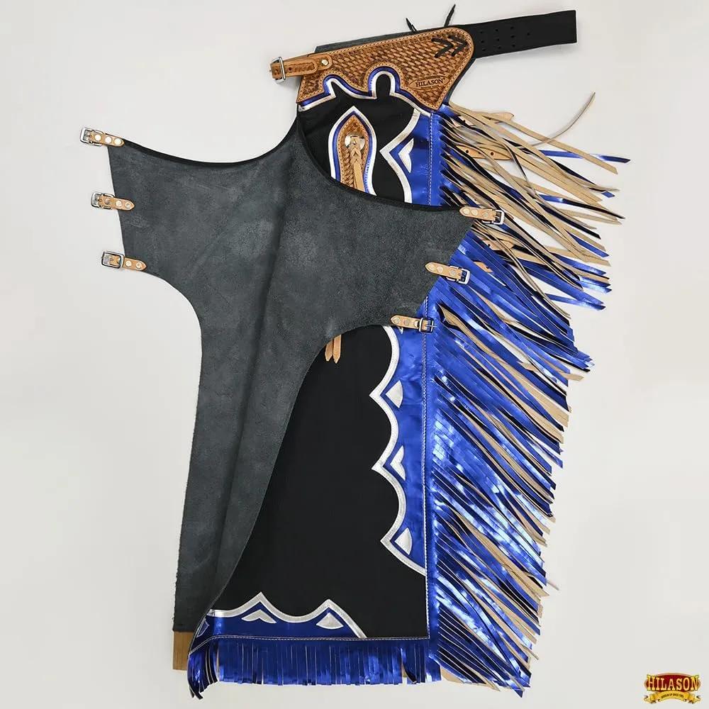 HILASON Western Horse Bull Riding Genuine Leather Rodeo Chaps | Leather Bull Riding Chaps for Men and Women | Bull Riding Chaps | Western Chaps Leather | Unisex Riding Chaps