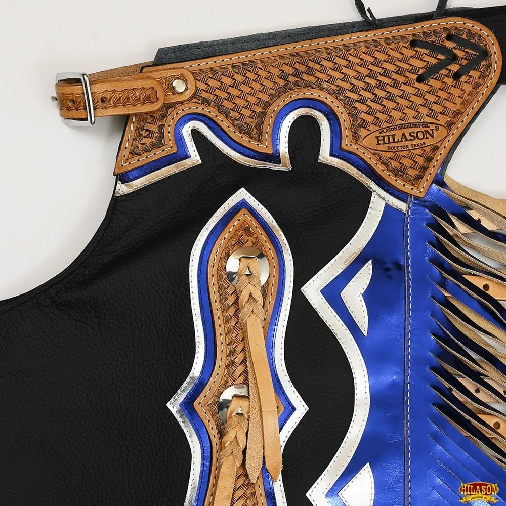 HILASON Western Horse Bull Riding Genuine Leather Rodeo Chaps | Leather Bull Riding Chaps for Men and Women | Bull Riding Chaps | Western Chaps Leather | Unisex Riding Chaps