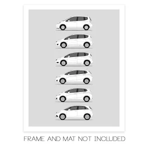 History of Honda Fit Print Wall Art Handmade Decor of the Jazz Life Generations History Evolution (24x36" Print (Unframed), Satin Paper)