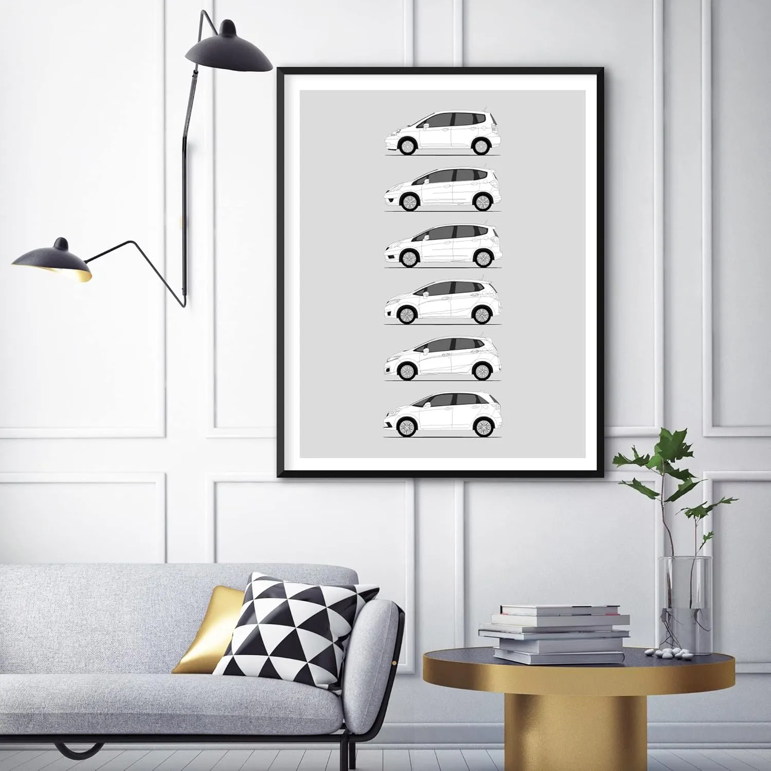 History of Honda Fit Print Wall Art Handmade Decor of the Jazz Life Generations History Evolution (24x36" Print (Unframed), Satin Paper)