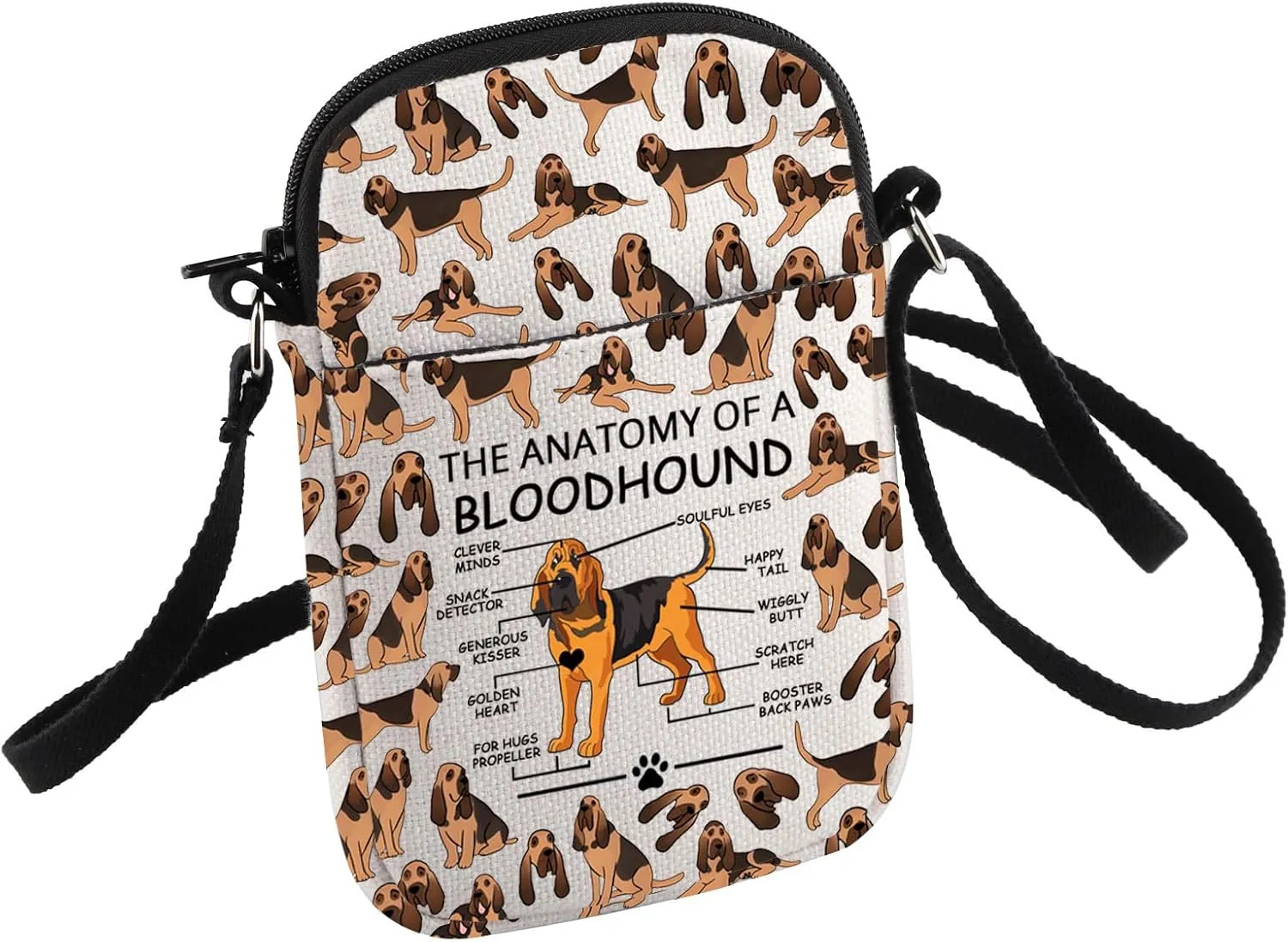 HOLLP Bloodhound Terrier Owner Gift Bloodhound Mom Gift The Anatomy of A Bloodhound Crossbody Bag