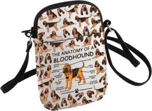 HOLLP Bloodhound Terrier Owner Gift Bloodhound Mom Gift The Anatomy of A Bloodhound Crossbody Bag