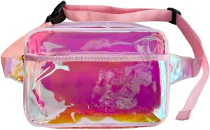 Holographic Waist bag with Adjustable Strap,Iridescent Waterproof Outdoor Sports Bag,Clear Fanny Pack for Women and Men
