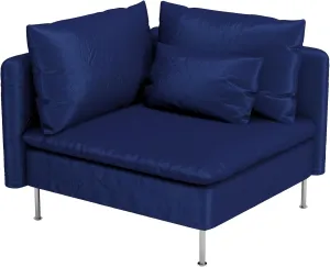 HomeTown Market Durable Velvet Fabric Sofa Cover Compatible with IKEA SODERHAMN Couch Slipcover. Sofa Not Included (Velvet Blue, Corner Section)