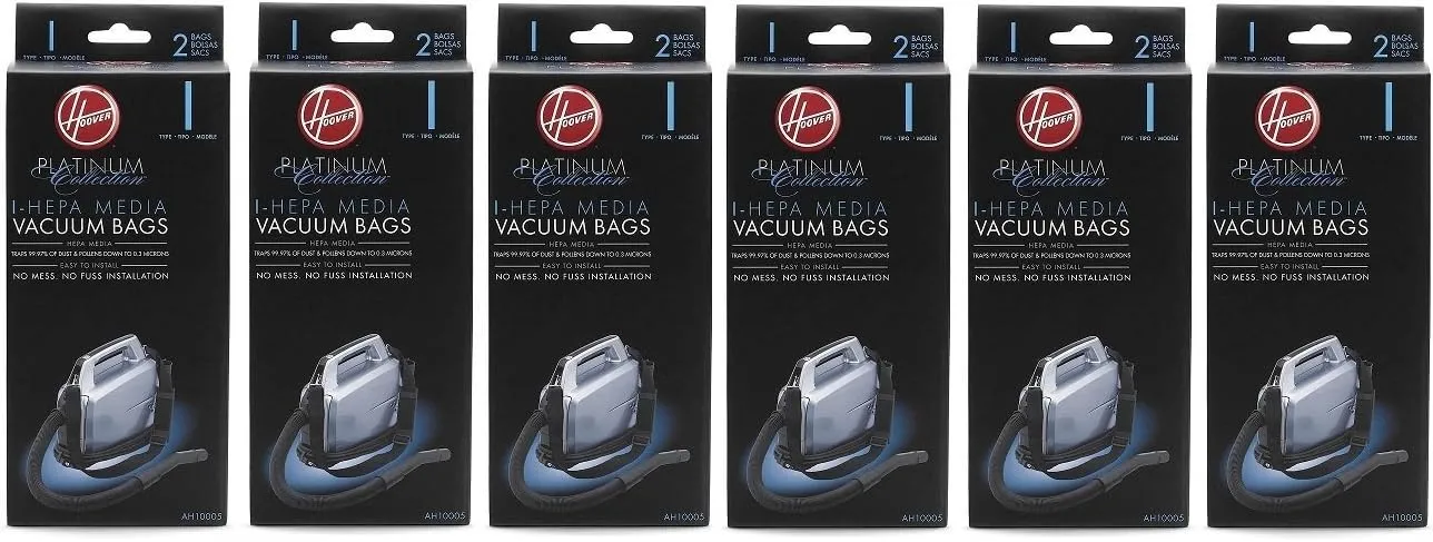 Hoover Type I HEPA Bag , AH10005 (6 Packs of 2: Total 12 bags)