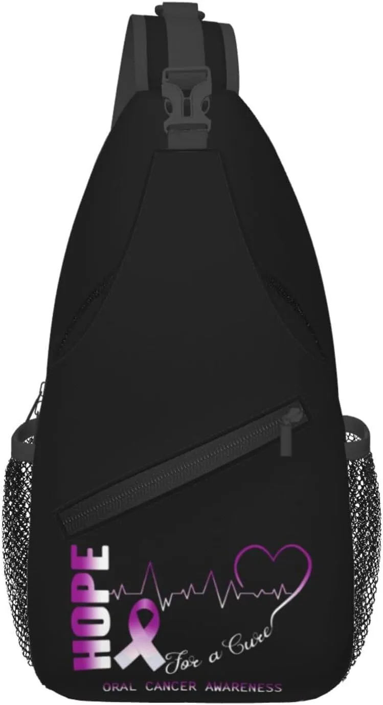 Hope For A Cure Oral Cancer Awareness Crossbody Bags For Women Men Chest Backpack Gym Shoulder Bag Travel Outdoor Sports Casual Crossbody Bags