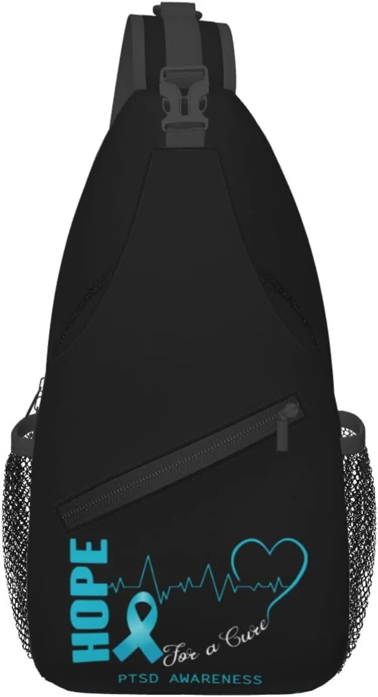 Hope For A Cure Ptsd Awareness Crossbody Bags For Women Men Chest Backpack Gym Shoulder Bag Travel Outdoor Sports Casual Crossbody Bags