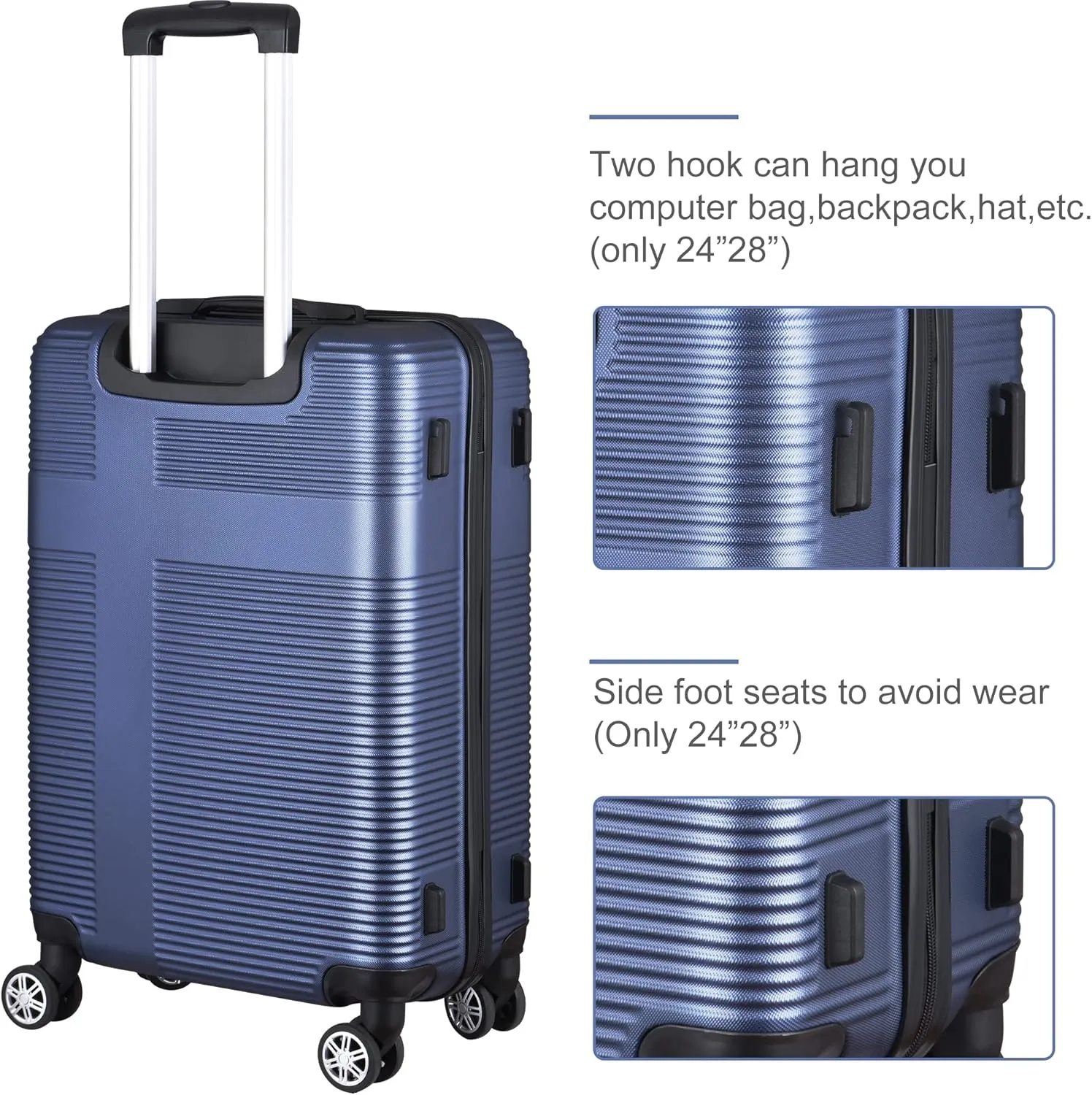 HOUAGI Luggage Sets Hardshell 3pcs Clearance Luggage Hardside Lightweight Suitcase Sets Spinner Wheels TSA Lock 20in/24in/28in