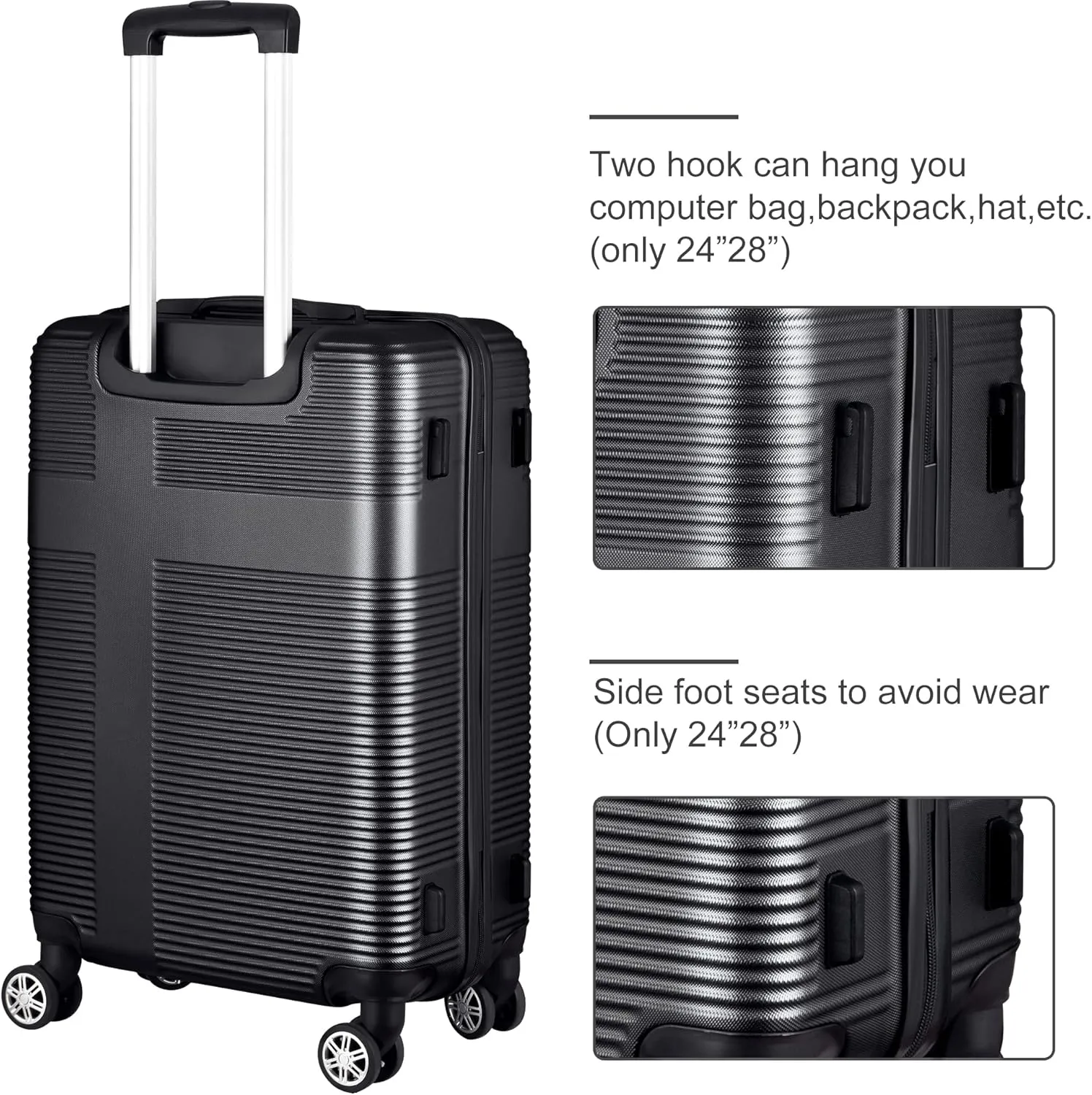 HOUAGI Luggage Sets Hardshell 3pcs Clearance Luggage Hardside Lightweight Suitcase Sets Spinner Wheels TSA Lock 20in/24in/28in