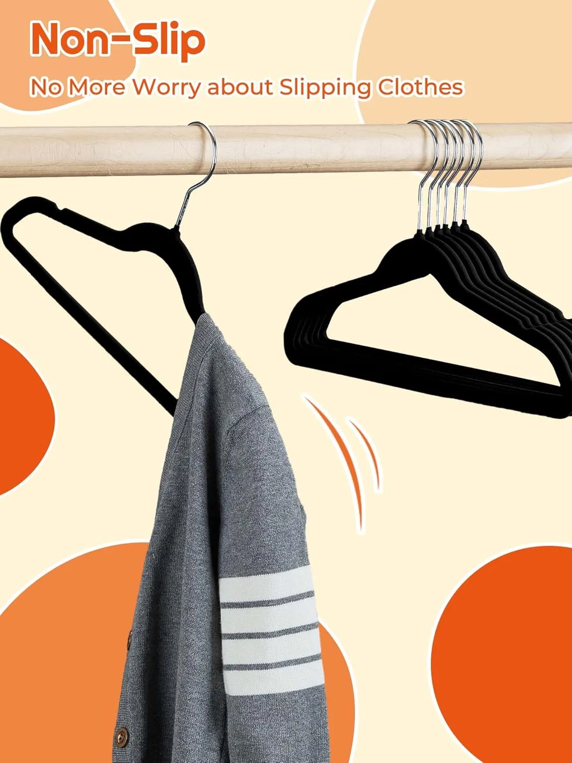 HOUSE DAY 14 Inch Kids Velvet Hangers 50 Pack, Durable Big Kid Hangers for Youth, Teen, Non Slip Kids Felt Hanger, Cute Childrens Hanger for Closet, Black