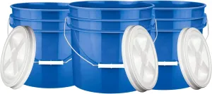 House Naturals 3.5 Gallon Food Grade BPA Free Made in USA containers Bucket Pail with Air-Tight screw on Lid (Pack of 3)