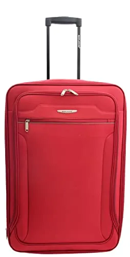 House Of Leather Medium Size Suitcase Four Wheel Expandable Luggage Cosmic Red
