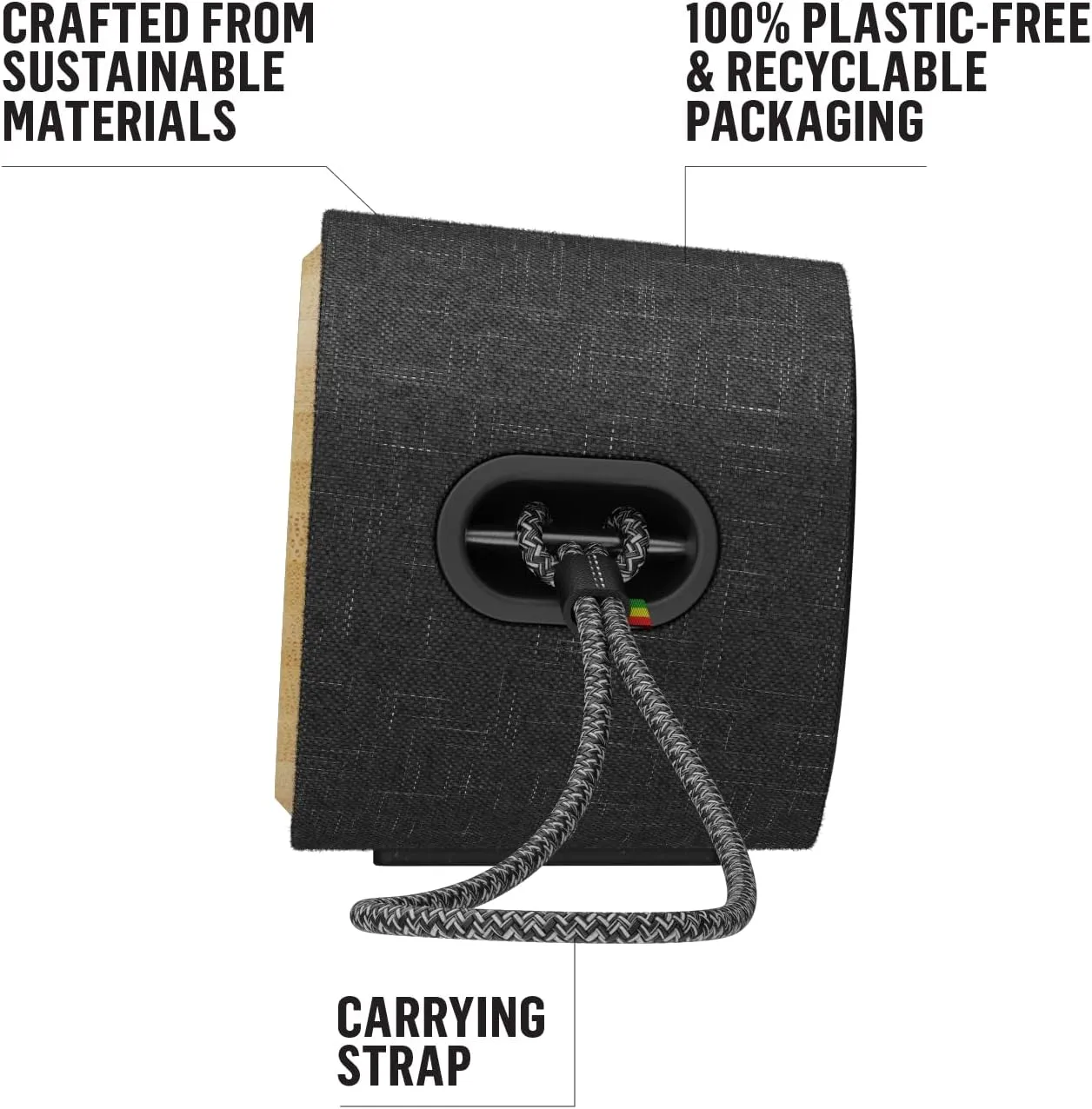 House of Marley Get Together 2 Mini: Portable Speaker with Wireless Bluetooth Connectivity, 15 Hours of Playtime and Sustainable Materials, Signature Black
