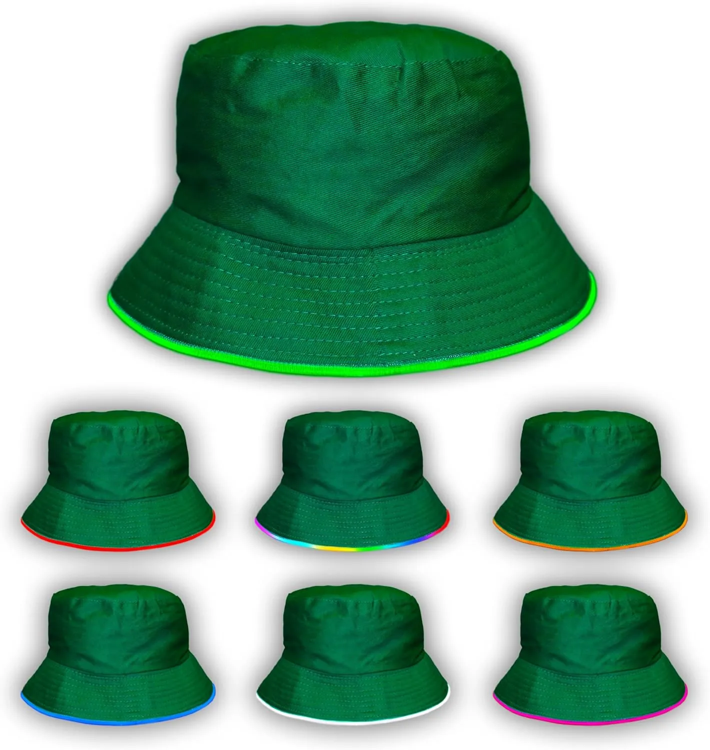 House Of Rave LED Bucket Hat - Neon Rave Accessory & Festival Outfit - Light Up Rave Bucket Hat for Men, Women