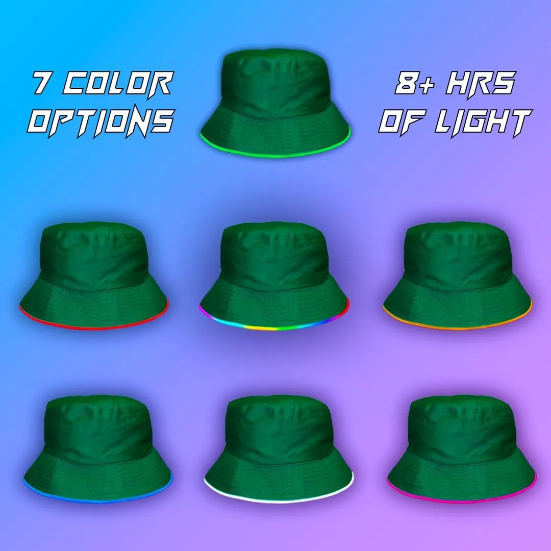House Of Rave LED Bucket Hat - Neon Rave Accessory & Festival Outfit - Light Up Rave Bucket Hat for Men, Women