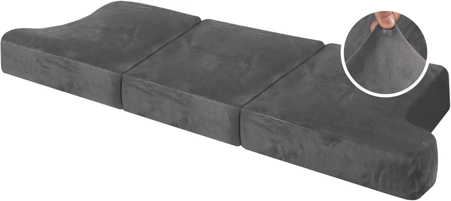 H.VERSAILTEX Stretch Velvet 3 Piece T Cushion Sofa Slipcovers Individually Cushion Cover for 3 Cushion Couch Seat Cushion Covers for Sofa Seat Cushion Covers Stay in Place(Sofa, Grey)