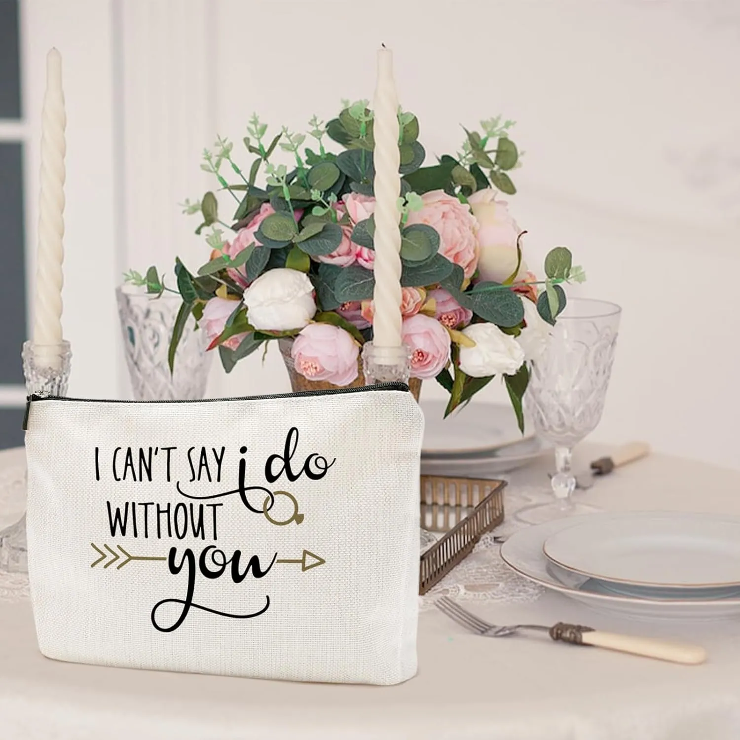I Can't Say I Do Without You, Gift for Bridesmaid,Bachelorette Party Wedding Gifts for Besties Friends Makeup Bag Purse Cosmetic Bag for Women