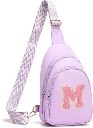 I IHAYNER Birthday Gifts for 3 4 5 6 7 8 9 10 11 12 13 Year Old Girls Small Initial Sling Bag for Travel Cute Crossbody Bag (Purple-M）