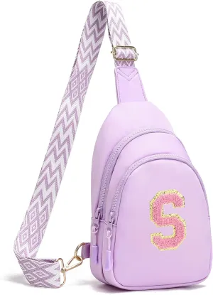 I IHAYNER Birthday Gifts for 3 4 5 6 7 8 9 10 11 12 13 Year Old Girls Small Initial Sling Bag for Travel Cute Crossbody Bag (Purple-S）