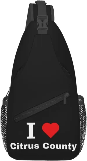 I Love Citrus County Crossbody Bags For Women Men Chest Backpack Gym Shoulder Bag Travel Outdoor Sports Casual Crossbody Bags