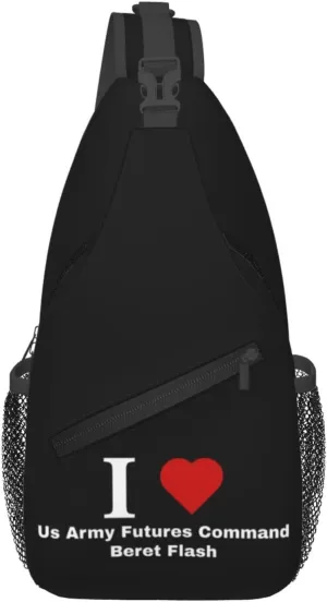 I love Us Army Futures Command Beret Flash Crossbody Bags For Women Men Chest Backpack Gym Shoulder Bag Travel Outdoor Sports Casual Crossbody Bags