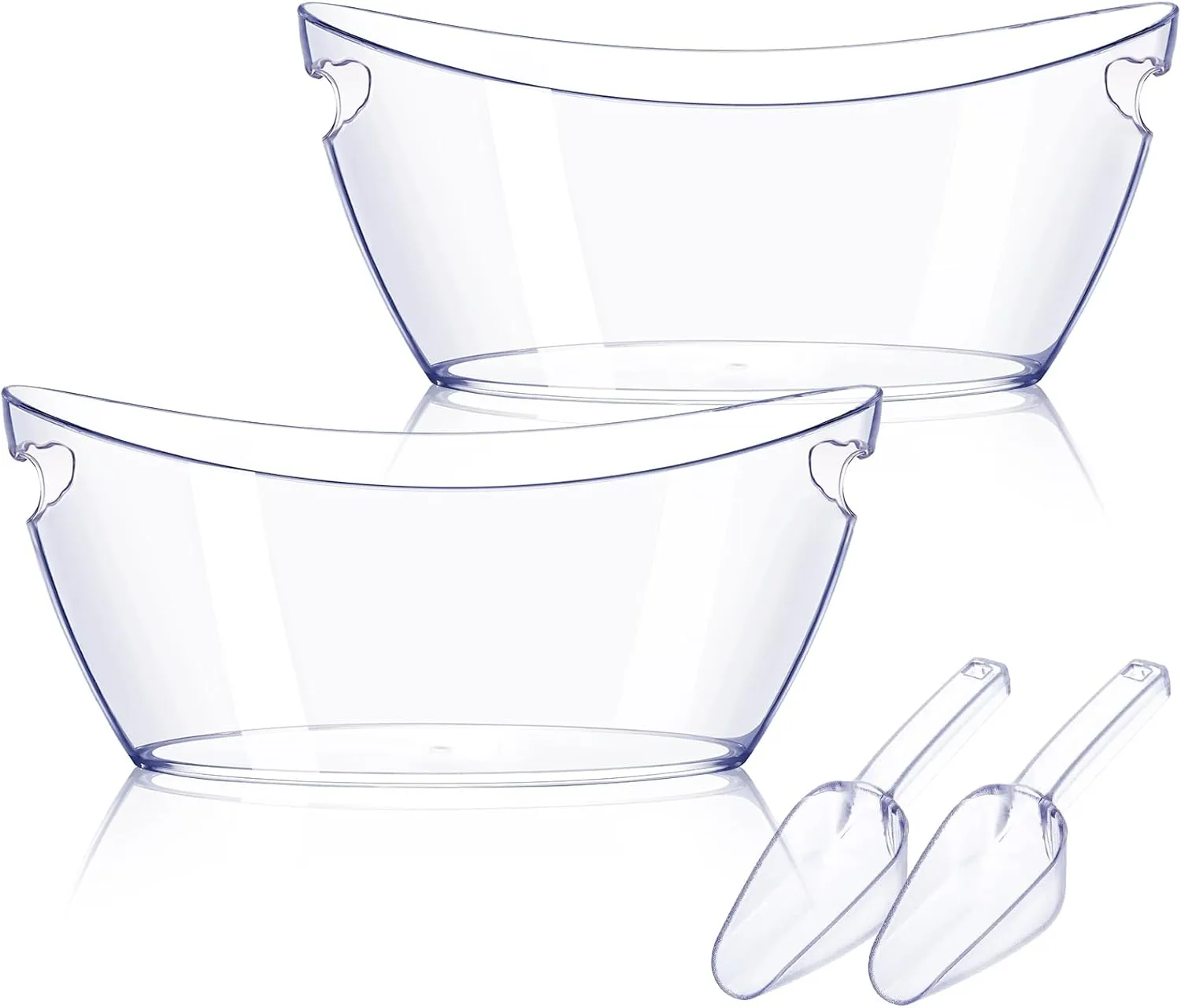 Ice Bucket 2 PCS, Ice Buckets for Parties, Mimosa Bar Supplies Beverage Tub and Scoops for Champagne Beer Sparkling Wine Cocktails（5.5L）Extra Large Model (Clear)
