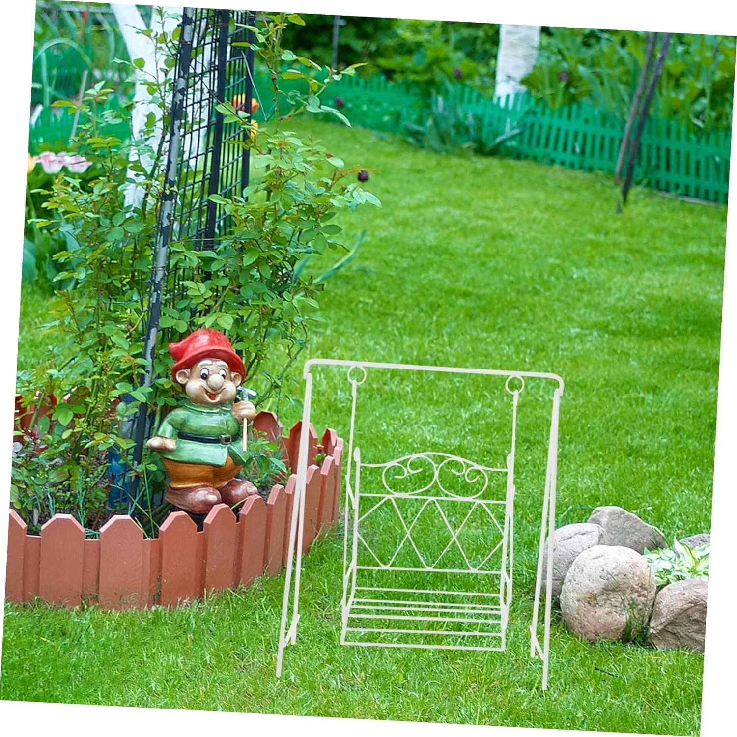 IMIKEYA Miniature Swing Ornament Cute Mini House Swing Statue for DIY Dollhouse Garden Decor Sturdy Material for Crafts
