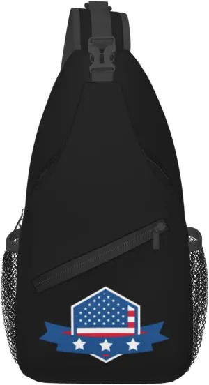 Independence Day U.S. Flag Emblem Crossbody Bags For Women Men Chest Backpack Gym Shoulder Bag Travel Outdoor Sports Casual Crossbody Bags