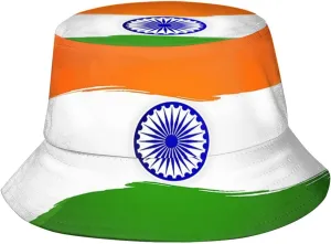 India Flag Indian Bucket Hat Packable Sun Protection Wide Brim Hats Outdoor Summer Travel Fisherman Hats for Men Women