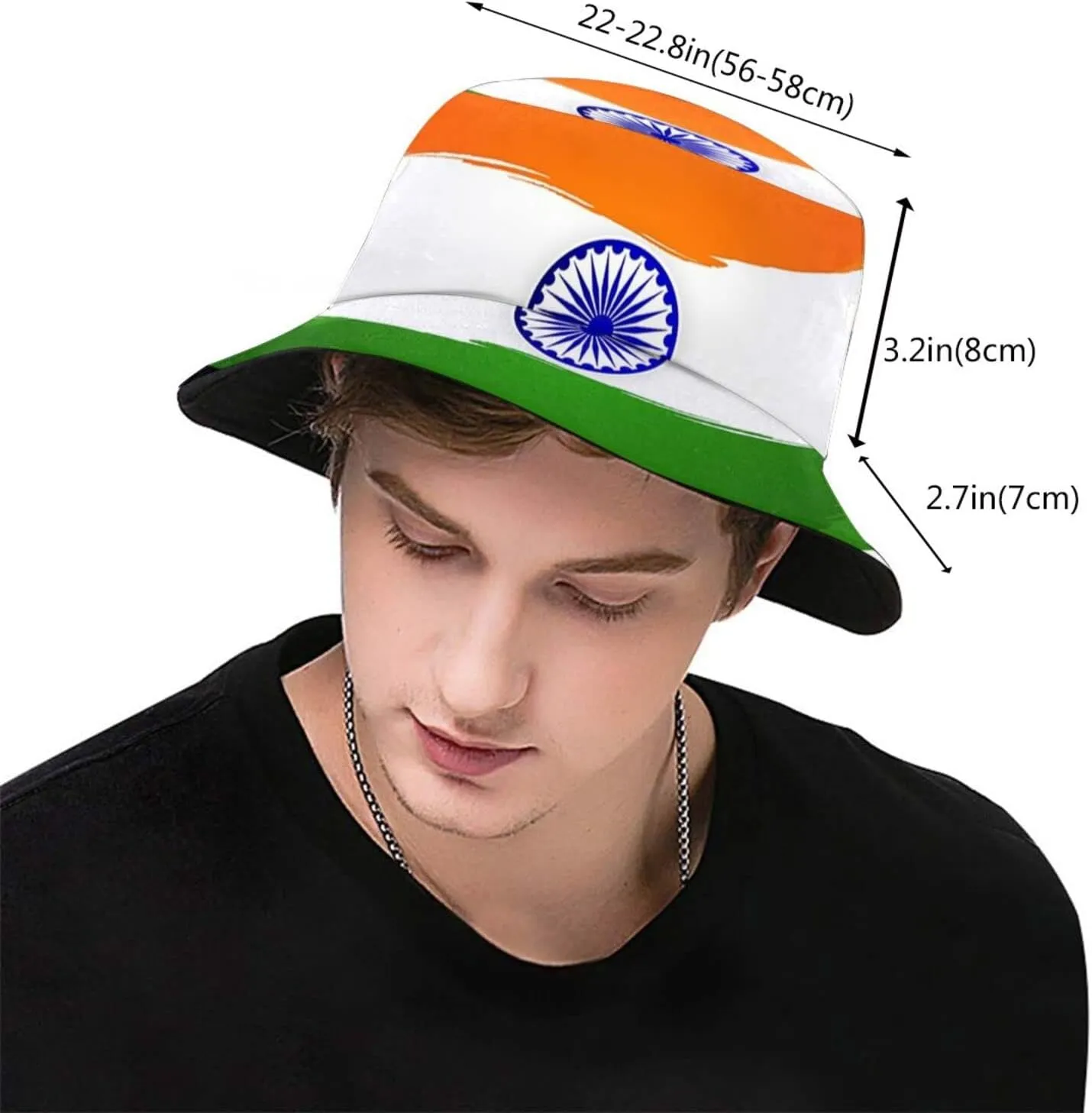 India Flag Indian Bucket Hat Packable Sun Protection Wide Brim Hats Outdoor Summer Travel Fisherman Hats for Men Women