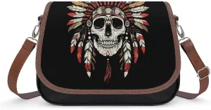 Indian Skeleton Chief Crossbody Bags for Women Fashion Purse Shoulder Bag Handbags with Adjustable Strap