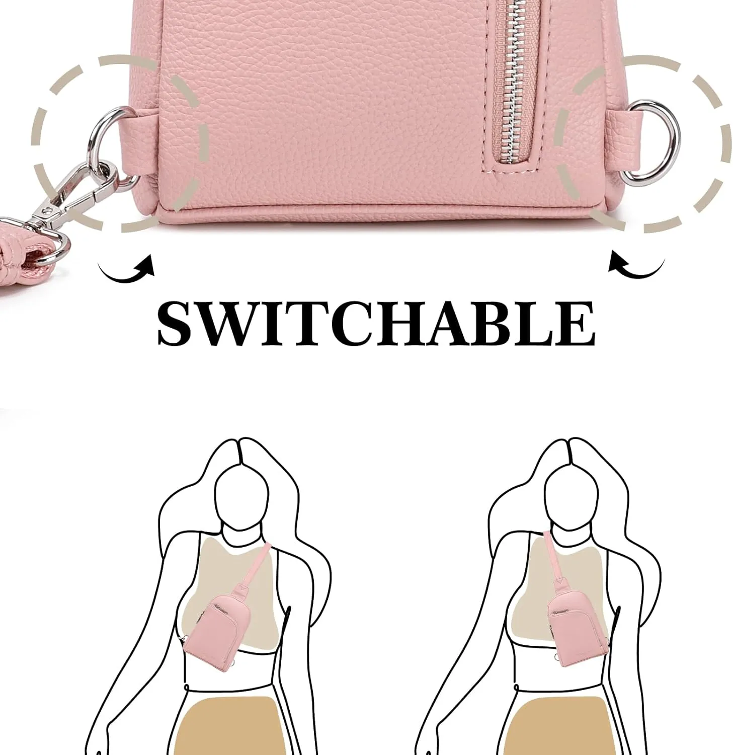 INICAT RFID Blocking Sling Bag Leather Crossbody Bags for Women Fanny Pack Cross Body for Woman Chest Bag for Travel 1.9L