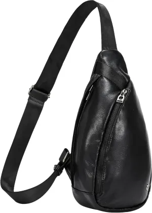 INICAT Sling Bag for Women Small Crossbody Bags Leather Fanny Pack for Travel Essentials(Drip Black)