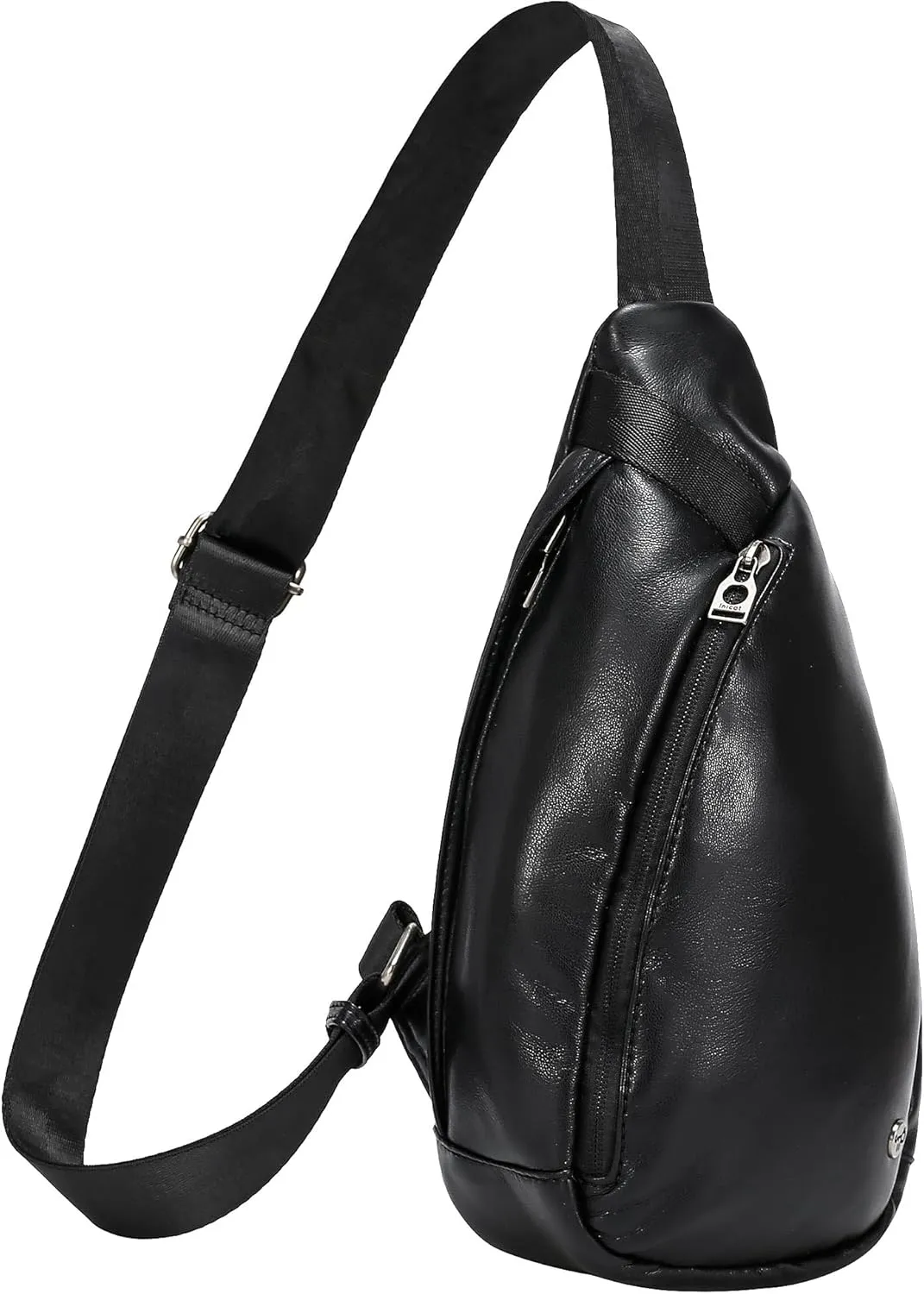 INICAT Sling Bag for Women Small Crossbody Bags Leather Fanny Pack for Travel Essentials(Drip Black)